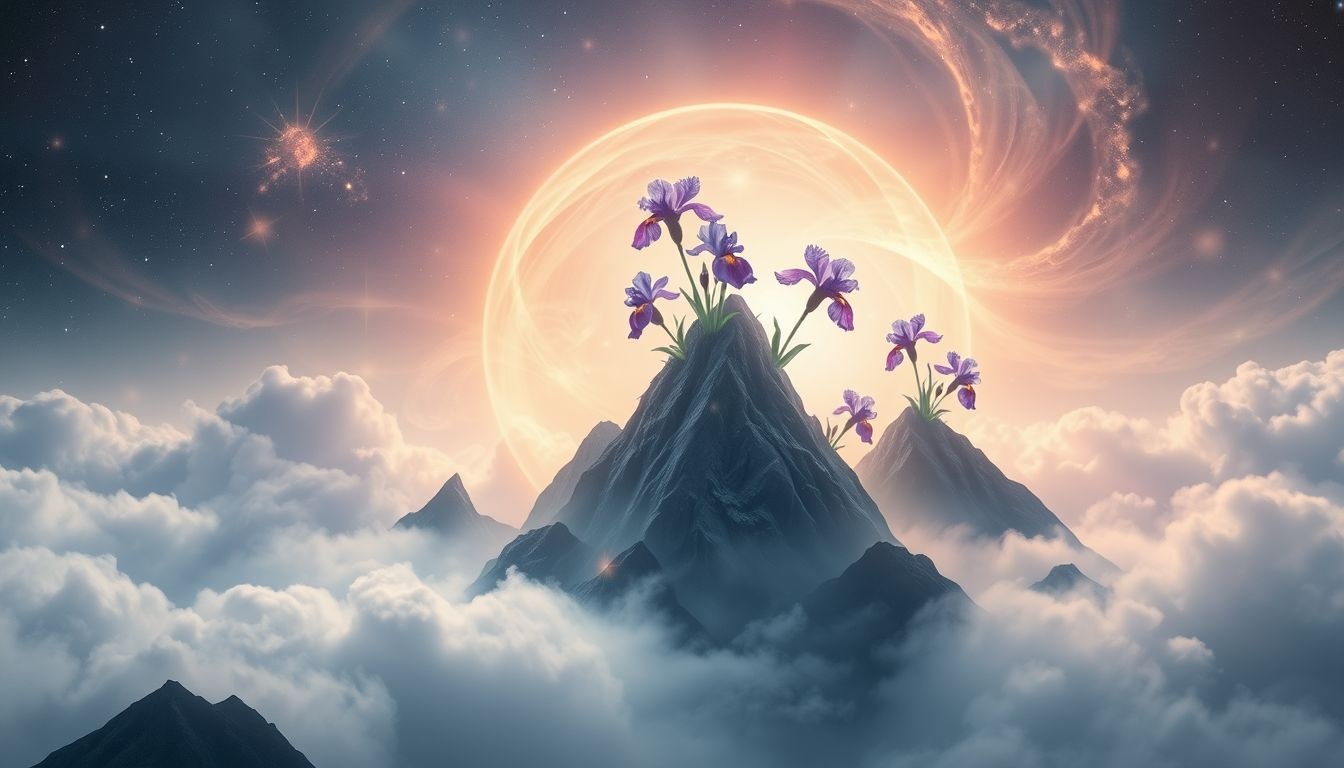 Dromen over irissen in bergen symboliseren groei door moeilijke uitdagingen.