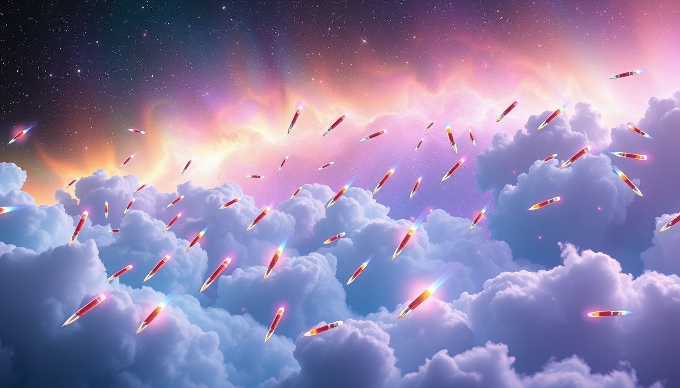 Dromen over regenboogpennen symboliseren creativiteit en kleurrijke ideeën.