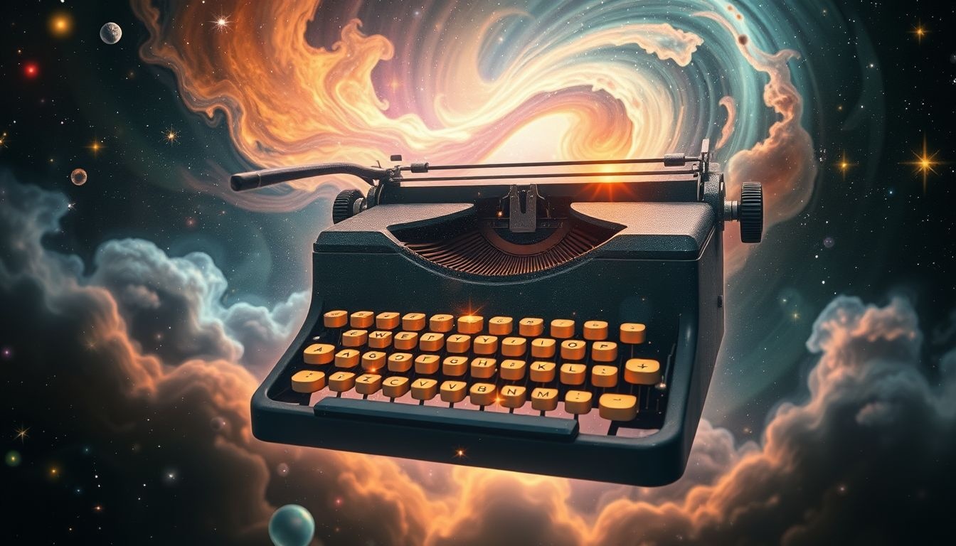 Dromen over typemachines symboliseren communicatie en creatieve expressie.