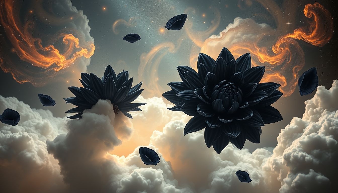 Dromen over zwarte dahlia’s symboliseren mysterie en innerlijke transformatie.