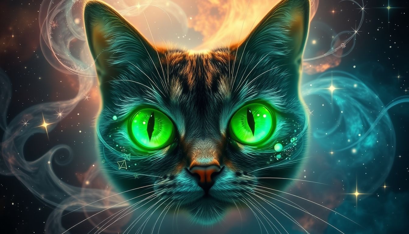 Heldere, groene kattenogen symboliseren intuïtie en innerlijke wijsheid.