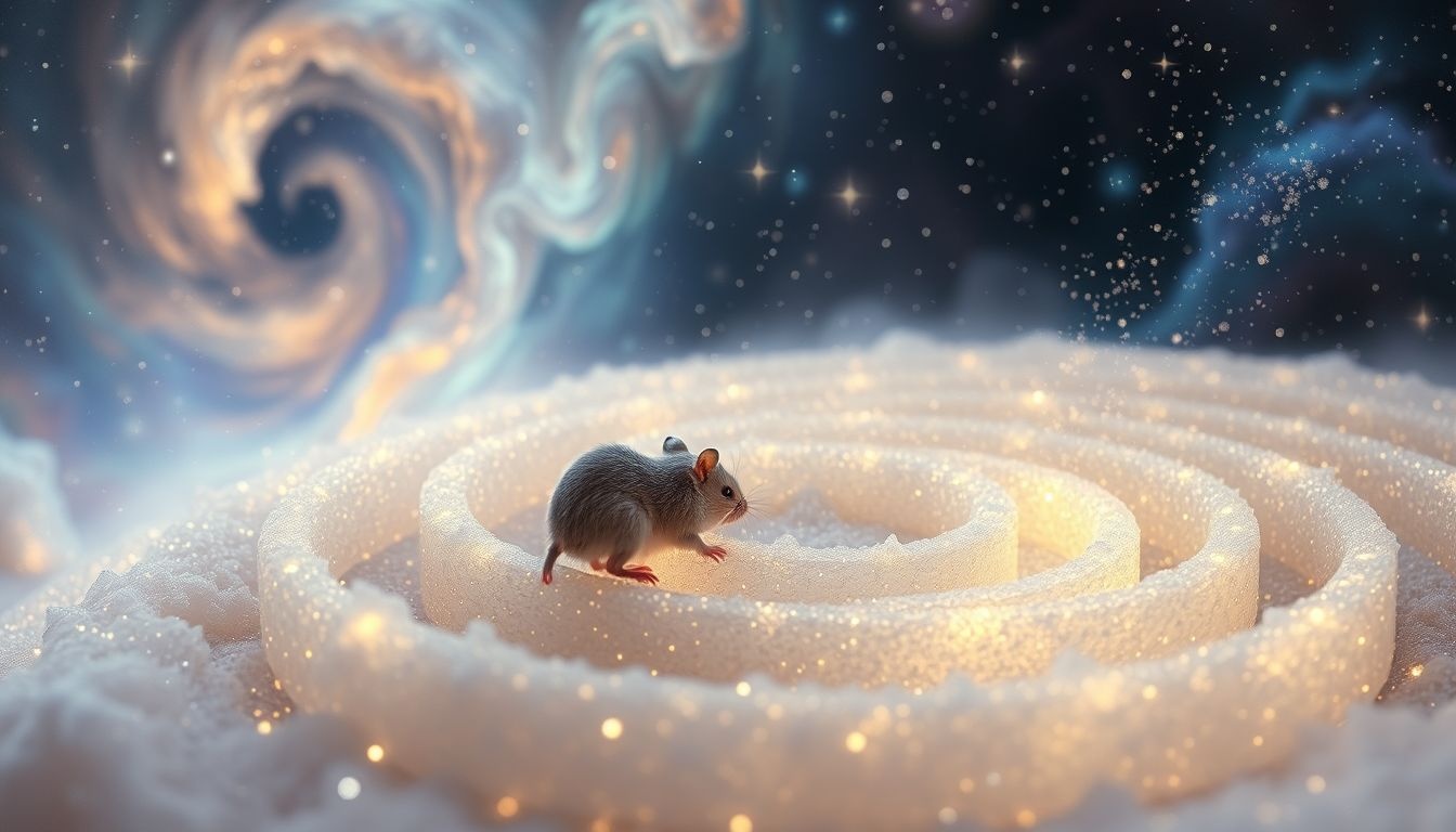 Een hamster in een doolhof symboliseert zoeken naar oplossingen.