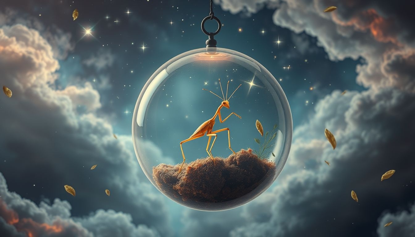 Een wandelende tak in een terrarium symboliseert mentale bescherming.