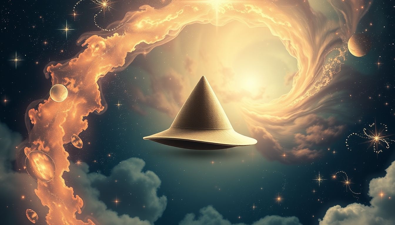 Een driekante hoed die wegwaait symboliseert onverwachte veranderingen.