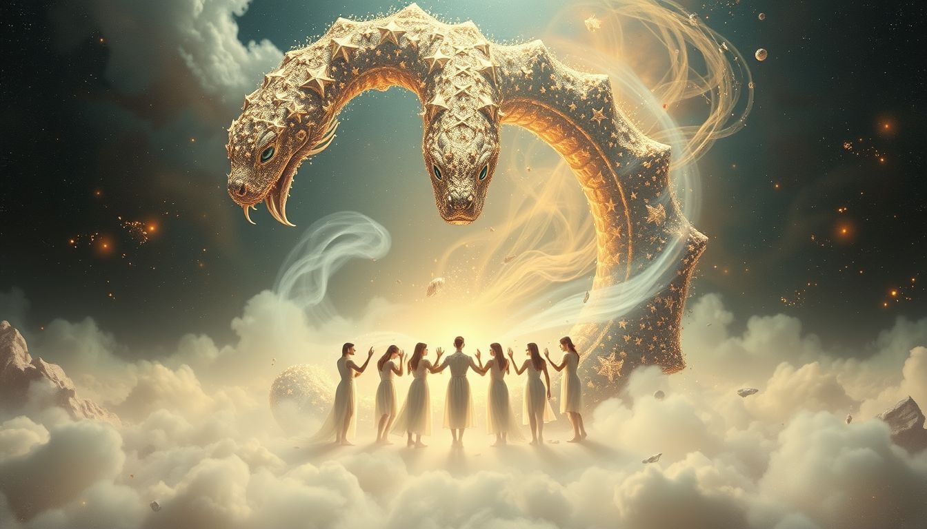 Samen een slang doden symboliseert gezamenlijke overwinning op angst.