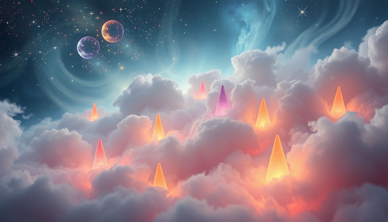 Gekleurde wierookkegels symboliseren emoties en spirituele transformatie in dromen.