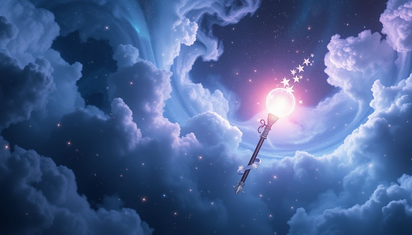 Een magische staf symboliseert controle over verborgen krachten in dromen.