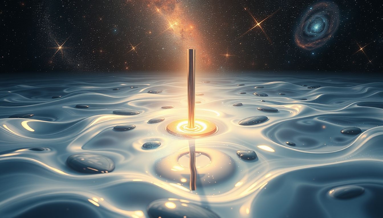 Een metalen staaf in water symboliseert emotionele kracht en stabiliteit.