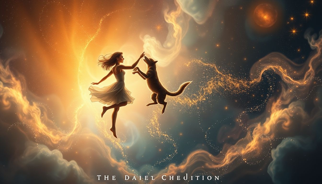 Tapdansen met een dier symboliseert speelsheid en onverwachte verbindingen.