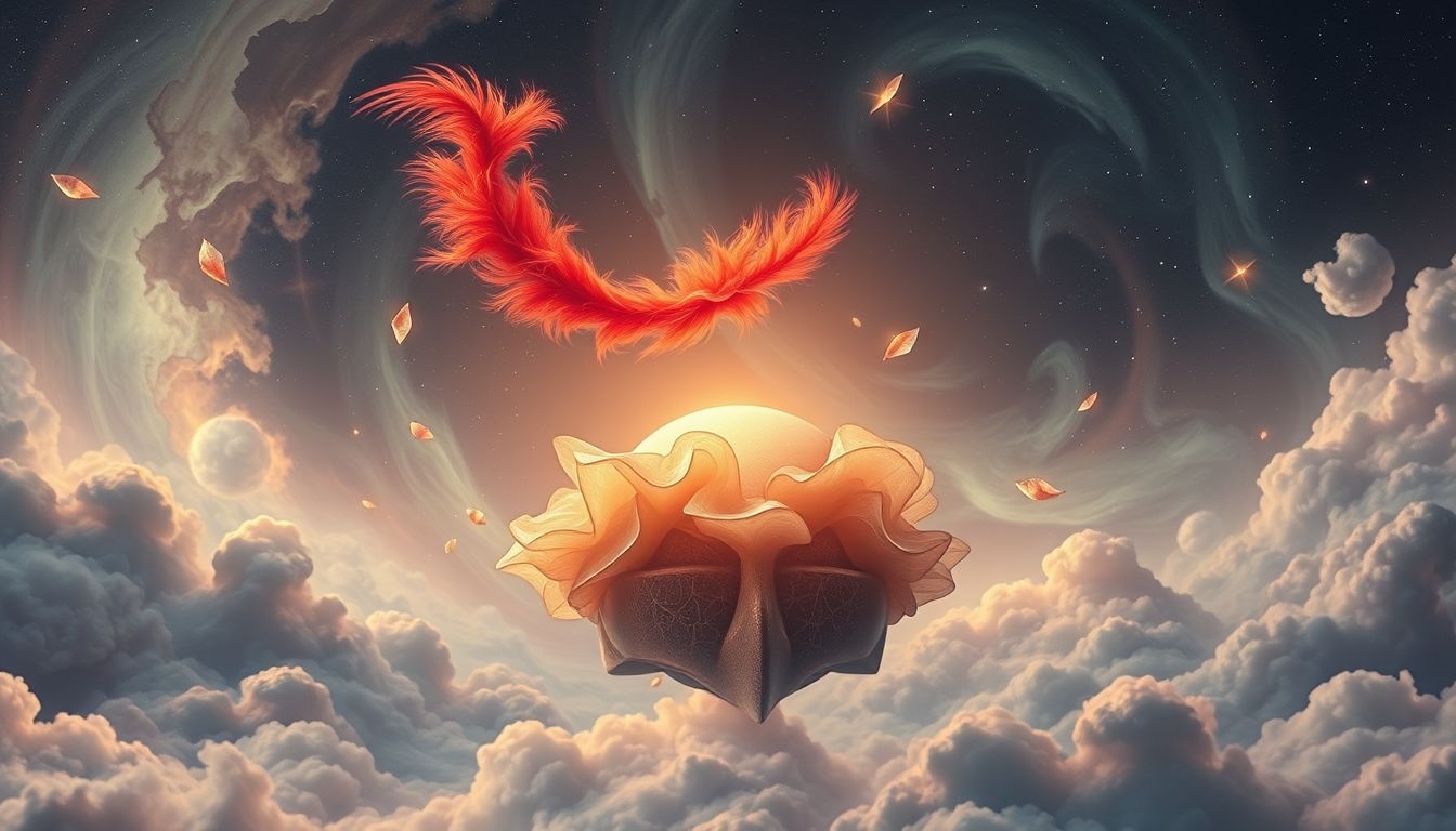 Een rode helmpluim symboliseert moed en passie in dromen.