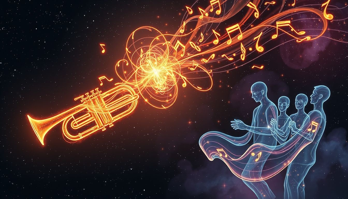 Een trompet in een jazzband symboliseert creatieve vrijheid en expressie.