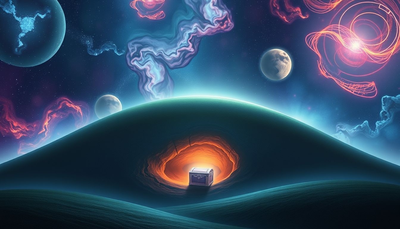 Een heuveltje met een schat symboliseert verborgen waarde en potentieel.