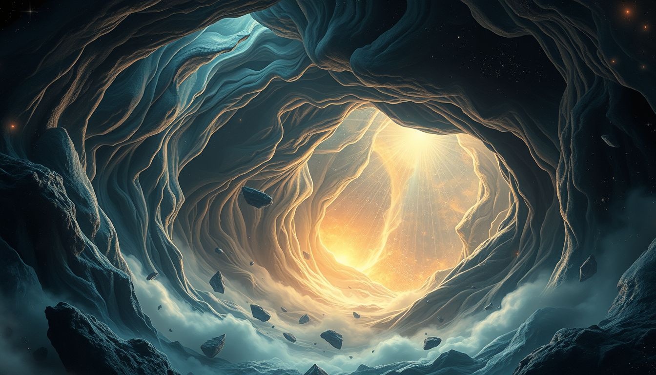 Vastzitten in een grot symboliseert innerlijke onzekerheid en verborgen angsten.