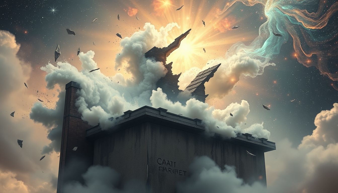 Een beschadigde dakhoek symboliseert kwetsbaarheid en onstabiele levenssituaties.