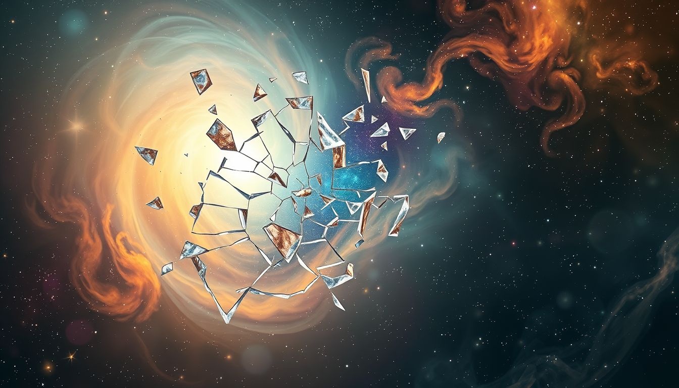 Een gebroken loodglasruit symboliseert vaak innerlijke kwetsbaarheid en angst.