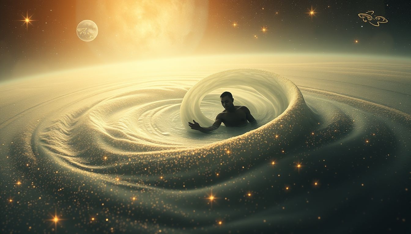 Vastzitten in drijfzand symboliseert emotionele stagnatie en onzekerheid.