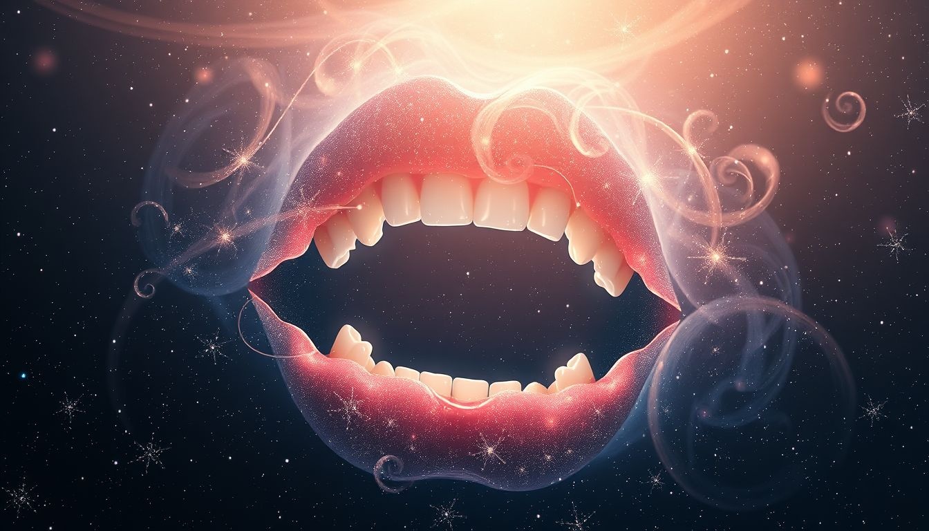 Een mond vol uitvallende tanden symboliseert verlies van controle.