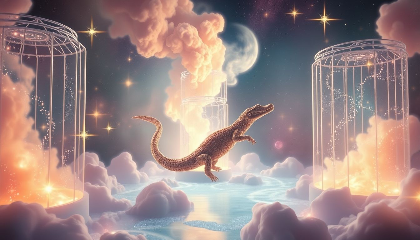 Een kaaiman in een dierentuin symboliseert beheersing van verborgen emoties.
