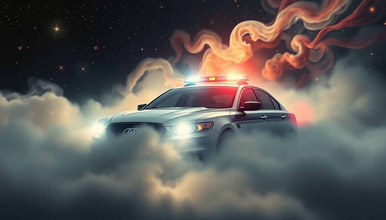Een politieauto die je observeert symboliseert innerlijke controle en angst.