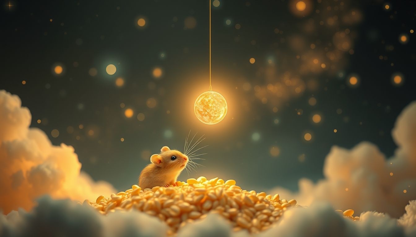 Een hamster die eet symboliseert zorgen voor eigen welzijn en overvloed.