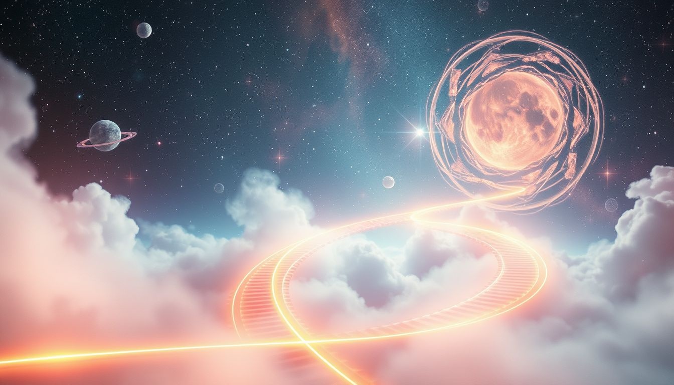 Een vreemde lightrailroute symboliseert onverwachte levenskeuzes en wendingen.