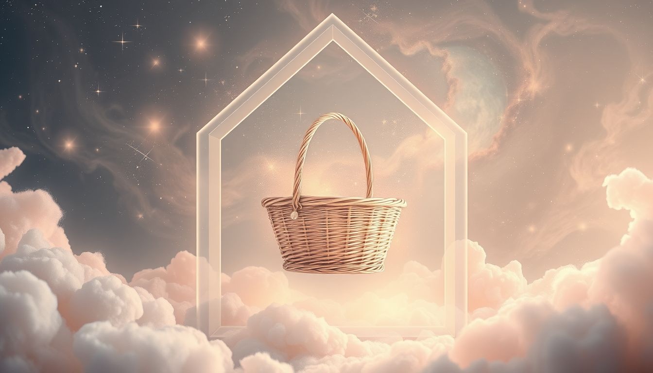 Een mand met handvat symboliseert verbondenheid en praktische hulp in huis.