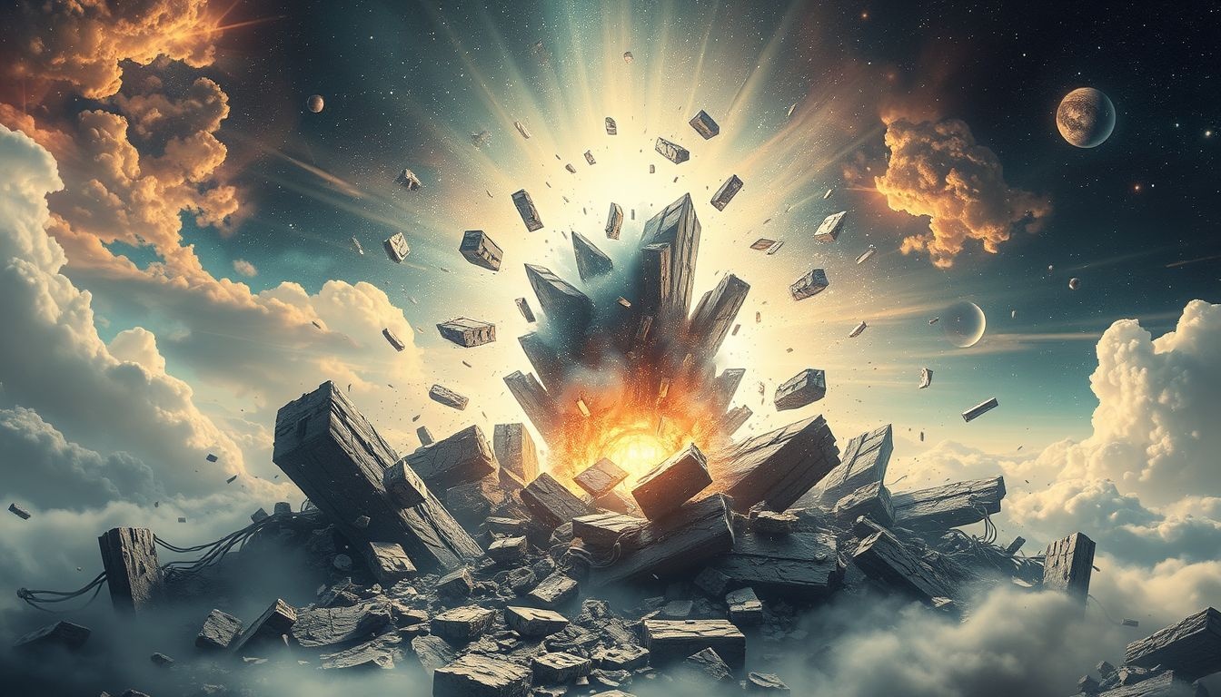 Droom over exploderend wrak symboliseert plotselinge emotionele doorbraak.