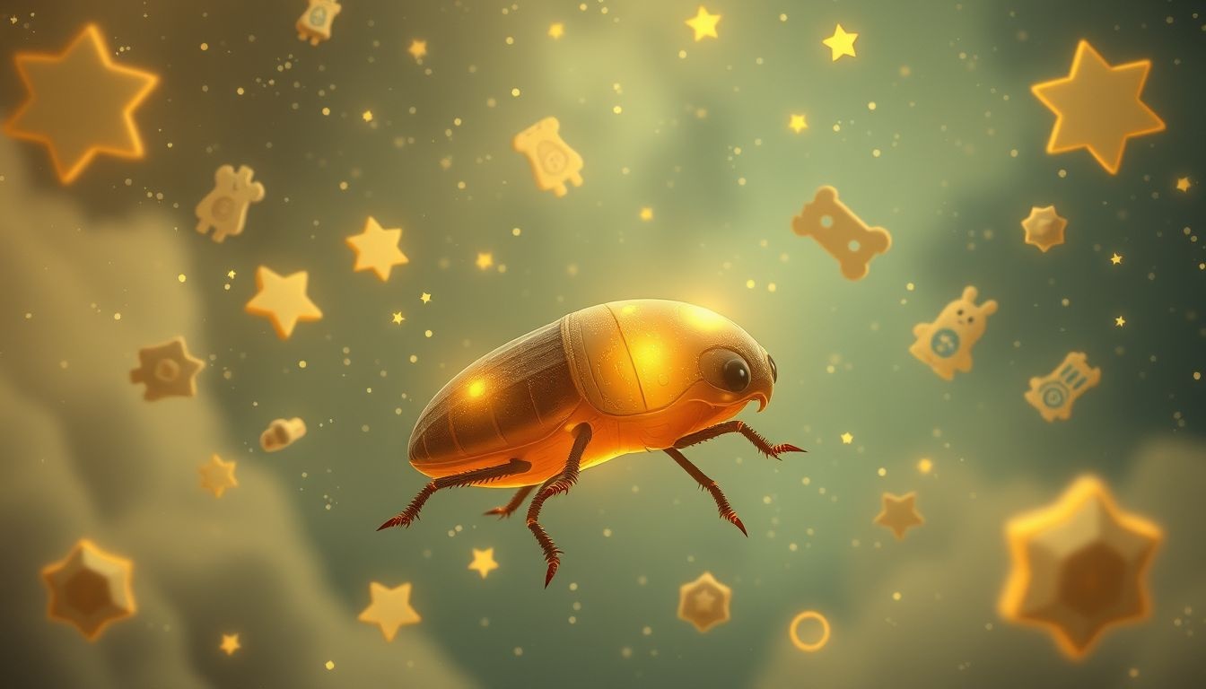 Een meikever symboliseert onschuld en vergankelijke jeugdherinneringen.