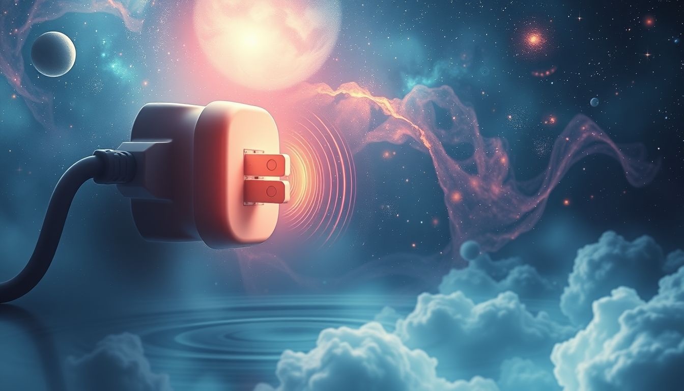 Een stekker met geluid symboliseert communicatieve verbinding en bewustwording.