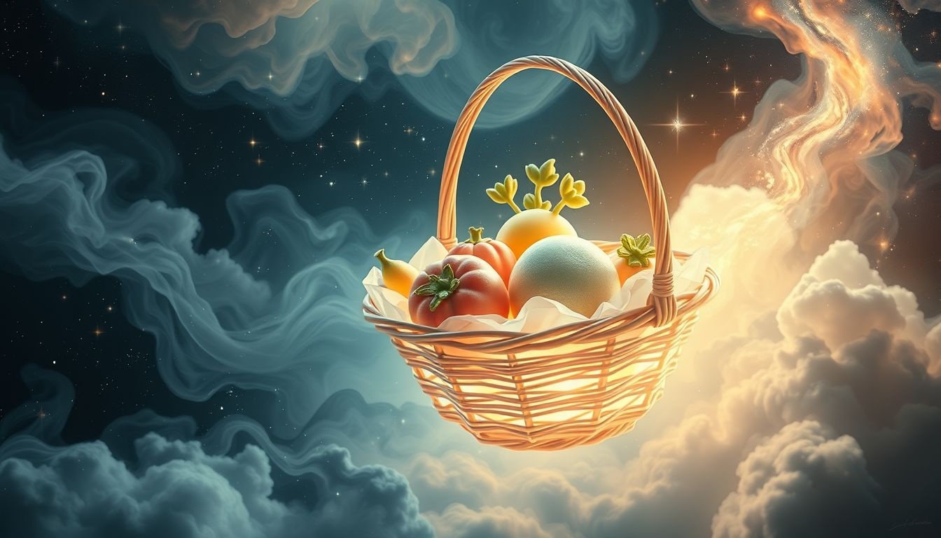 Een mand vol groenten symboliseert overvloed en gezonde keuzes.