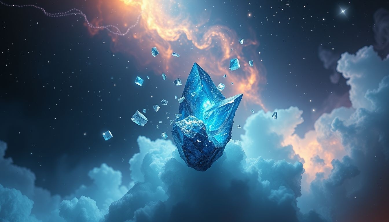 Het breken van azuriet symboliseert het loslaten van oude overtuigingen.