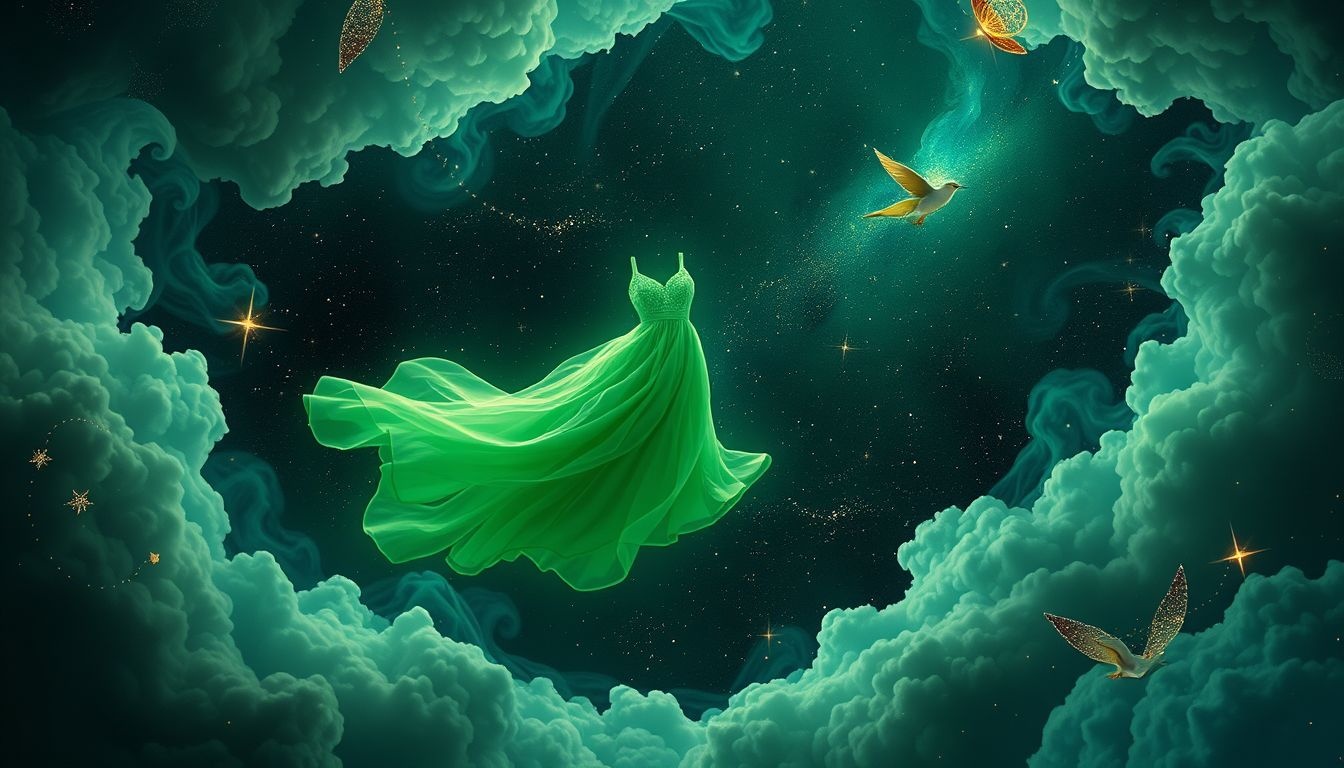 Een groene jurk dromen symboliseert groei en nieuwe kansen.