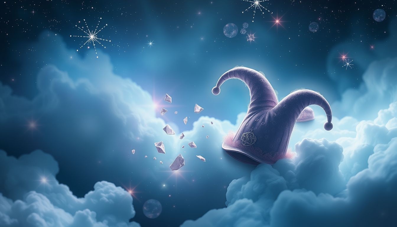 Een verloren narrenkap symboliseert gemiste kansen of verloren zelfvertrouwen.