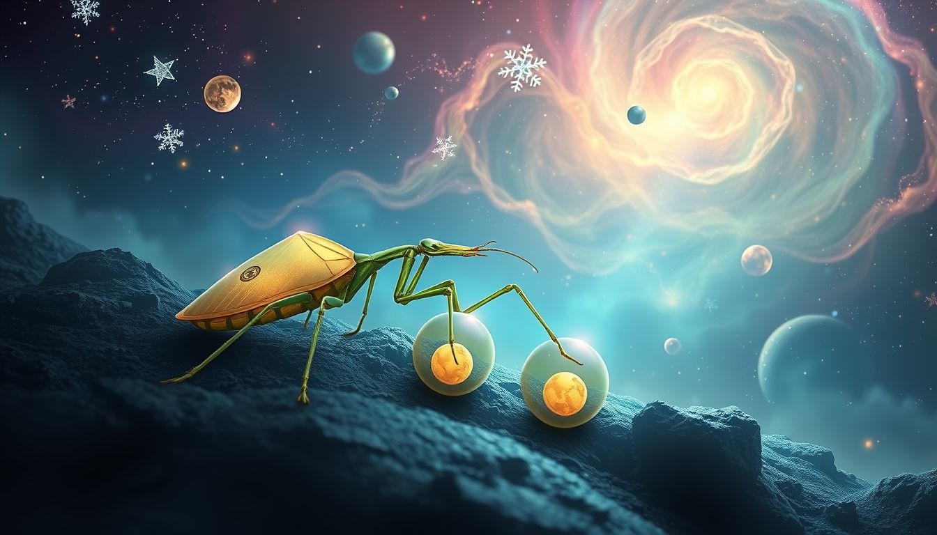 Een wandelende tak die eieren legt symboliseert nieuwe levensfasen.