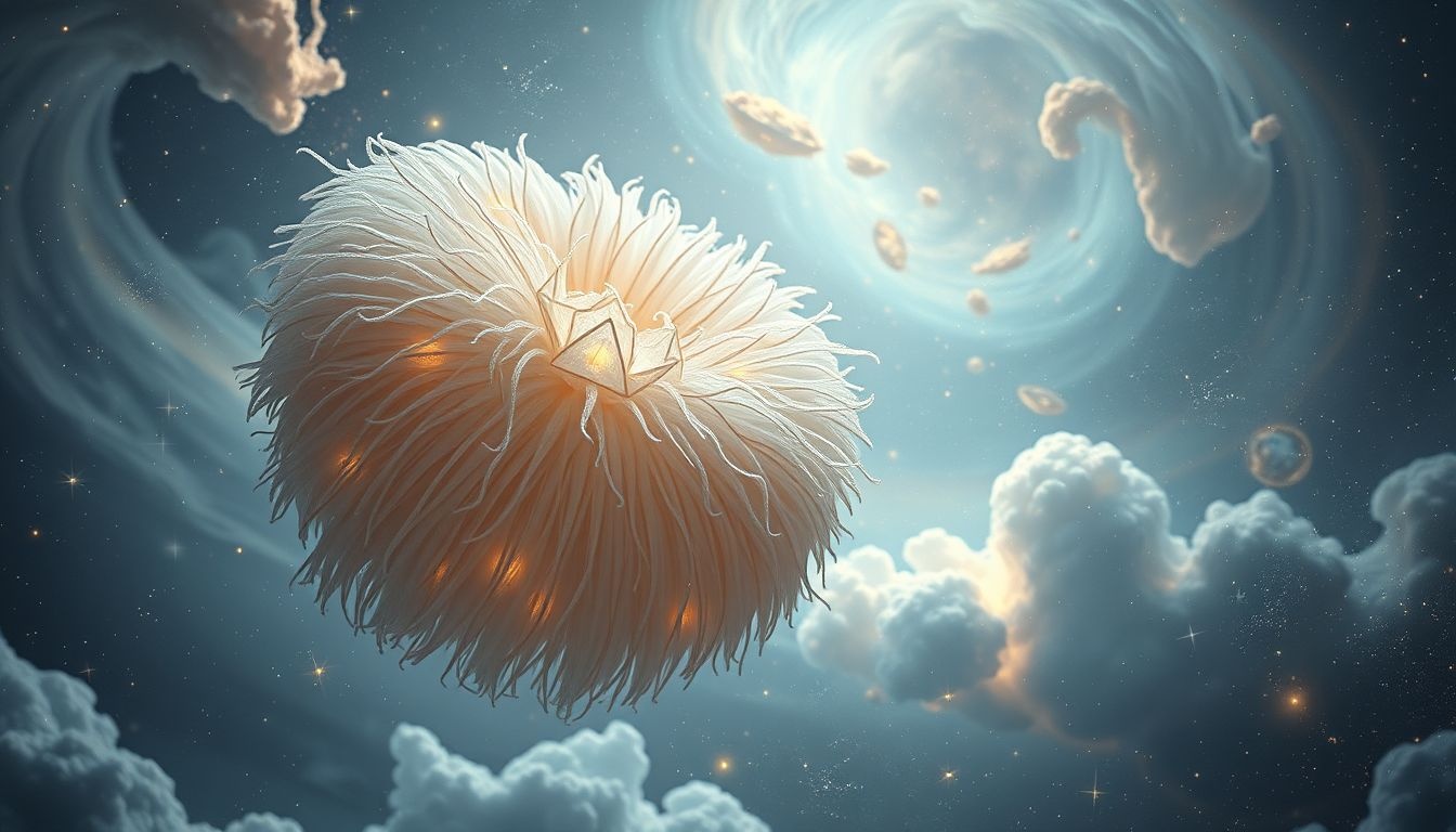 Een staande kraag van ongebruikelijk materiaal symboliseert creatief zelfvertrouwen.