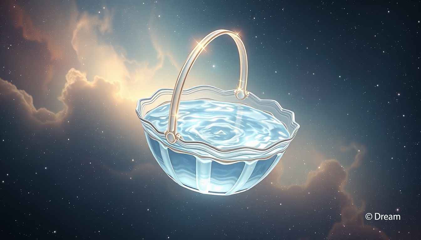 Een mand gevuld met water symboliseert emotionele draagkracht en reiniging.