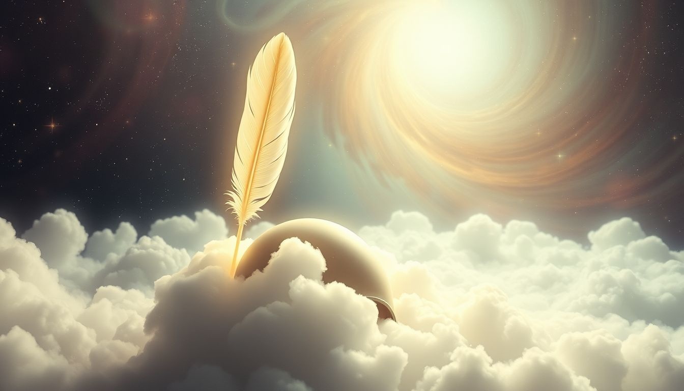 Een pluim op een helm symboliseert eer en innerlijke rust.