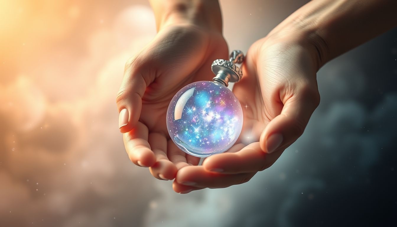 Een rammelaar in volwassen handen symboliseert nieuw begin en verantwoordelijkheid.