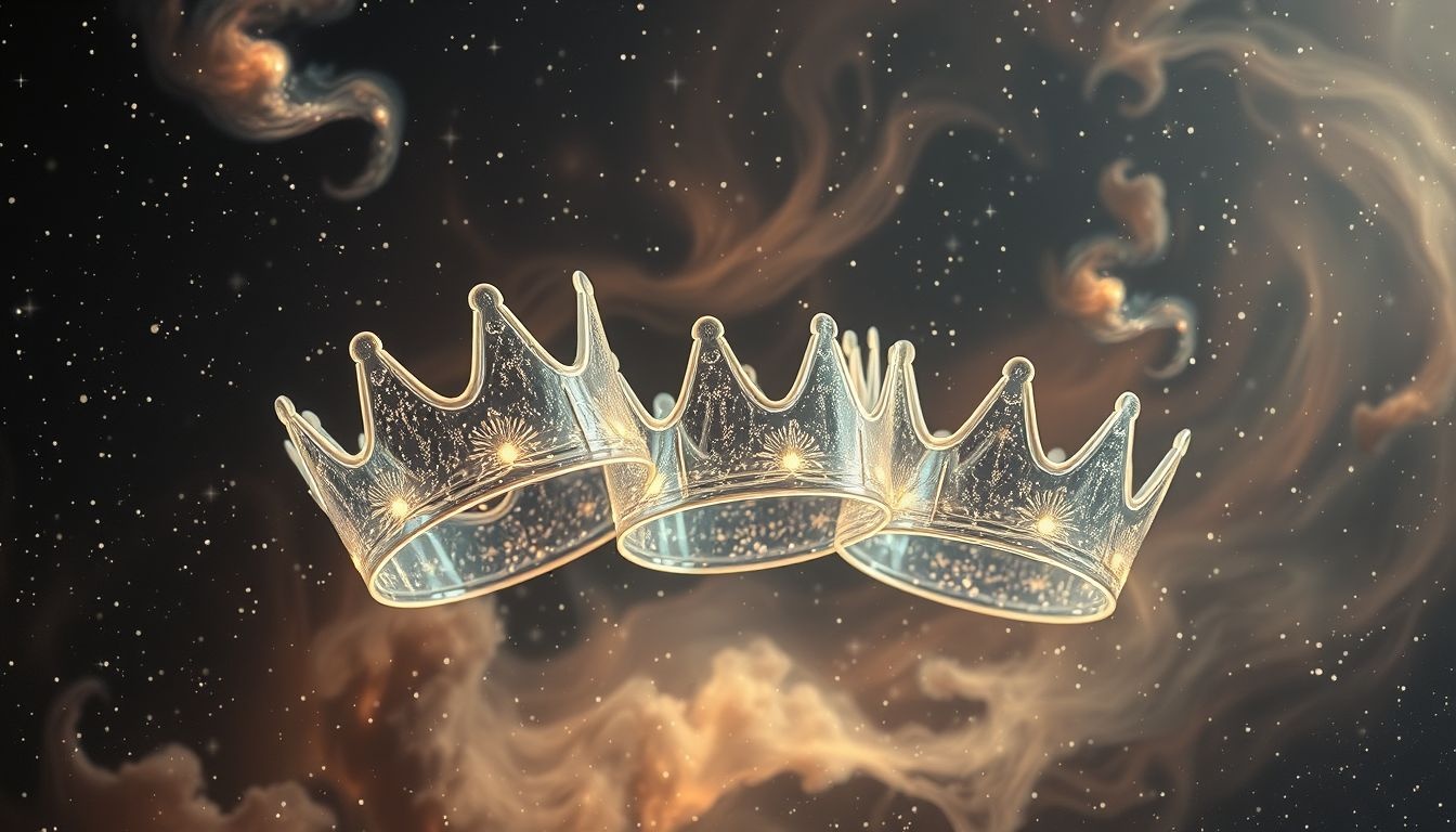 Plastic kronen symboliseren oppervlakkige macht zonder echte waarde.