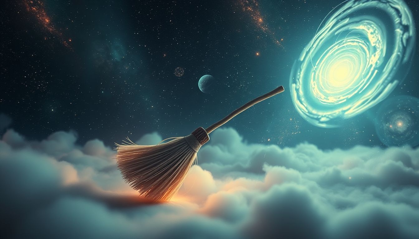 Een kapotte bezem in dromen symboliseert gebrekkige controle en chaos.