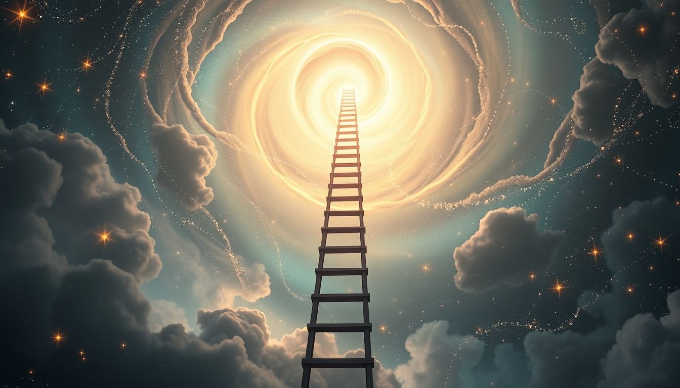 Een ladder beklimmen symboliseert groei en ambitie in je carrière.