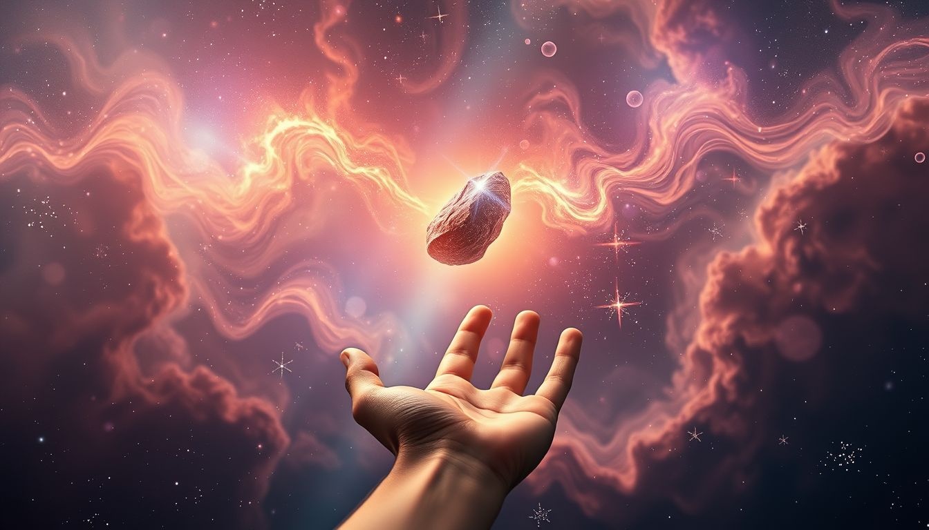 Een meteoriet oppakken symboliseert moed om onverwachte kansen te grijpen.