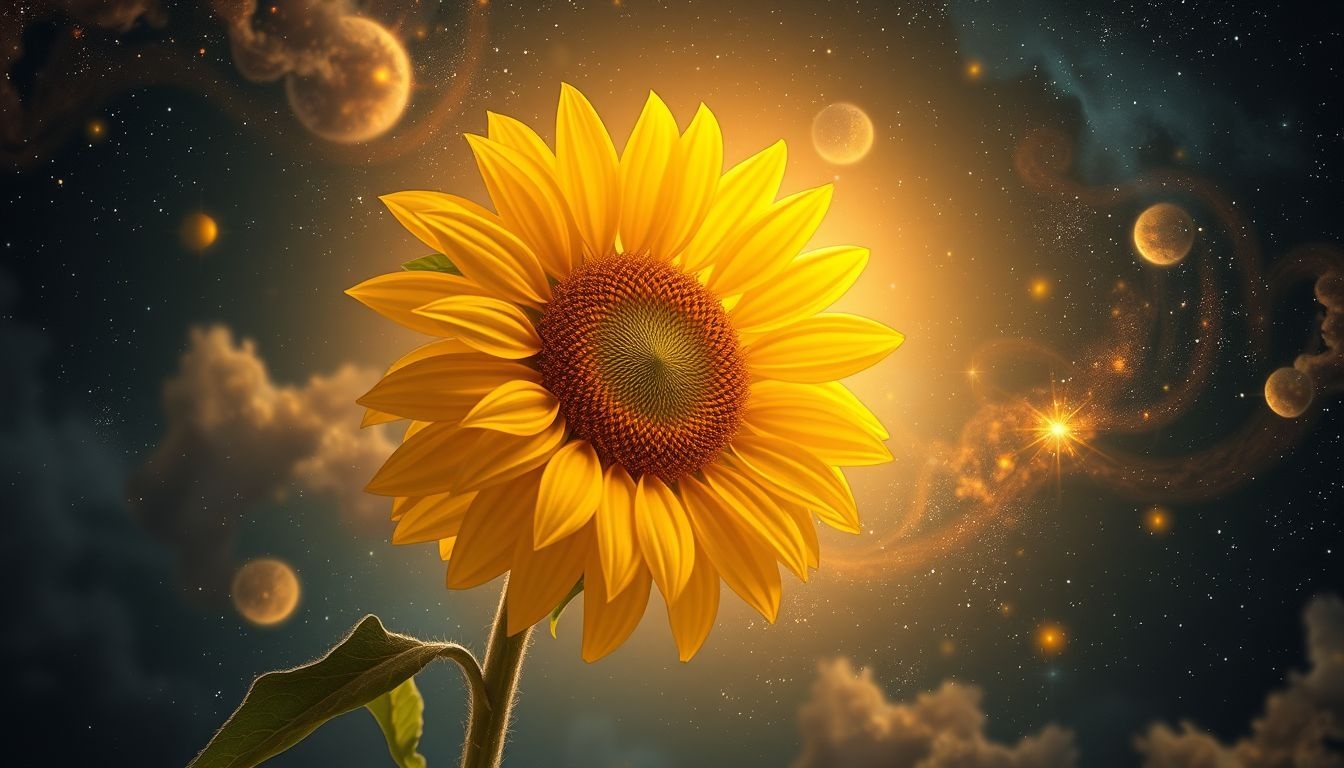 Een schitterende zonnebloem symboliseert vreugde en positieve energie.