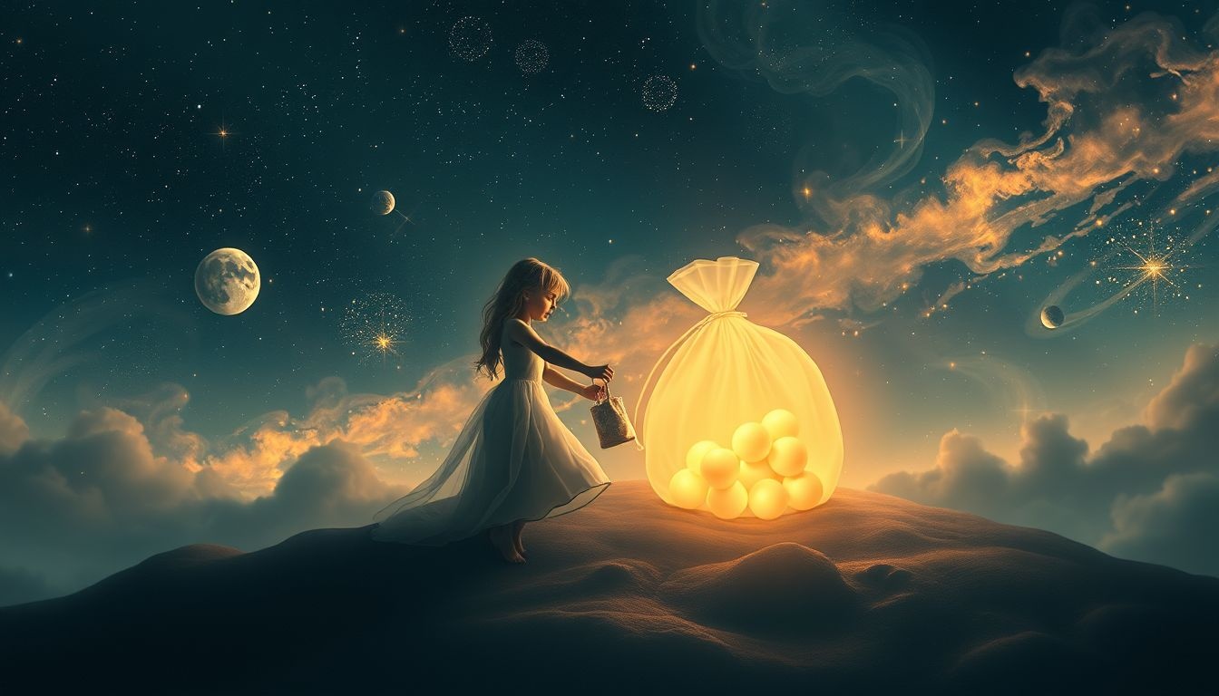 Een tas vullen met ambities symboliseert hoop en toekomstplannen.