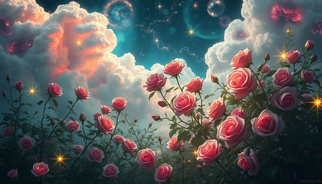 Een verwilde rozengaard symboliseert onontgonnen emoties en groei.