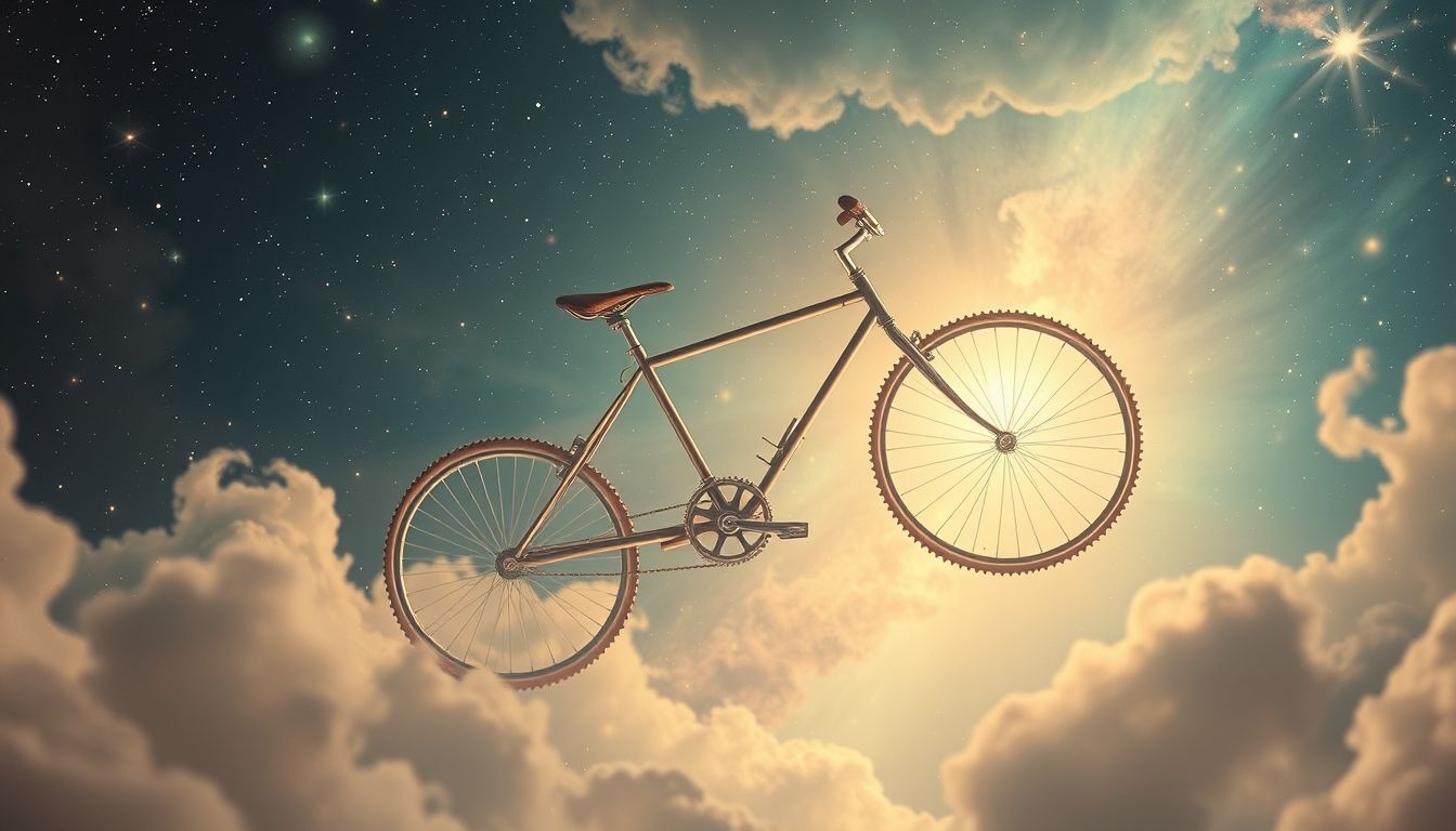 Gerammel op fiets symboliseert innerlijke balans en persoonlijke groei.