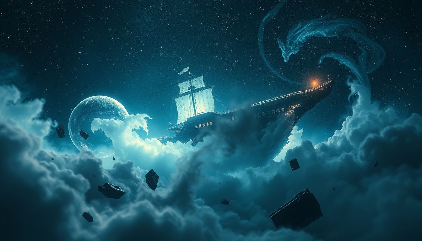 Het spookschip symboliseert verborgen angsten en onopgeloste trauma’s.