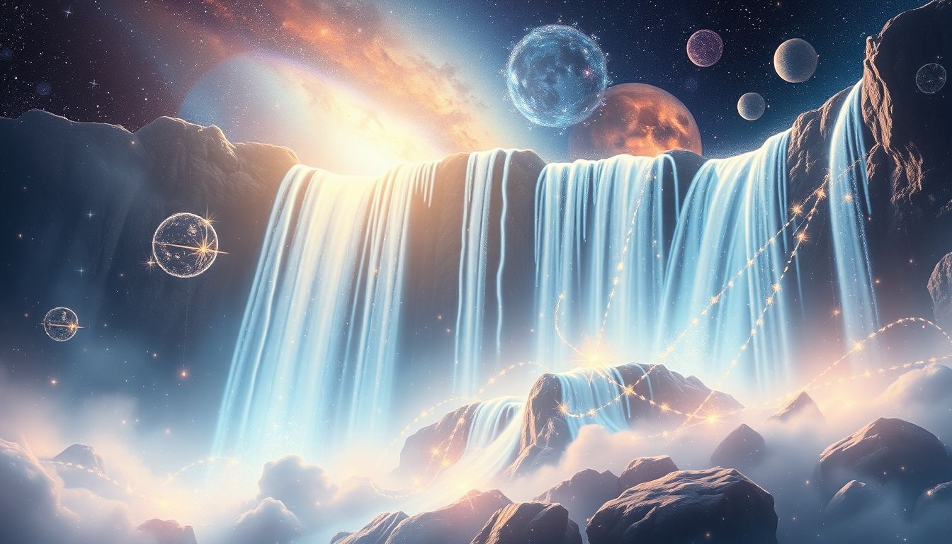 Schitterende watervallen symboliseren zuiverheid en emotionele vernieuwing.