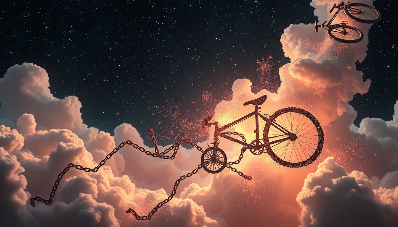Dromen over fietsen met kapotte ketting symboliseert stilstand en frustratie.