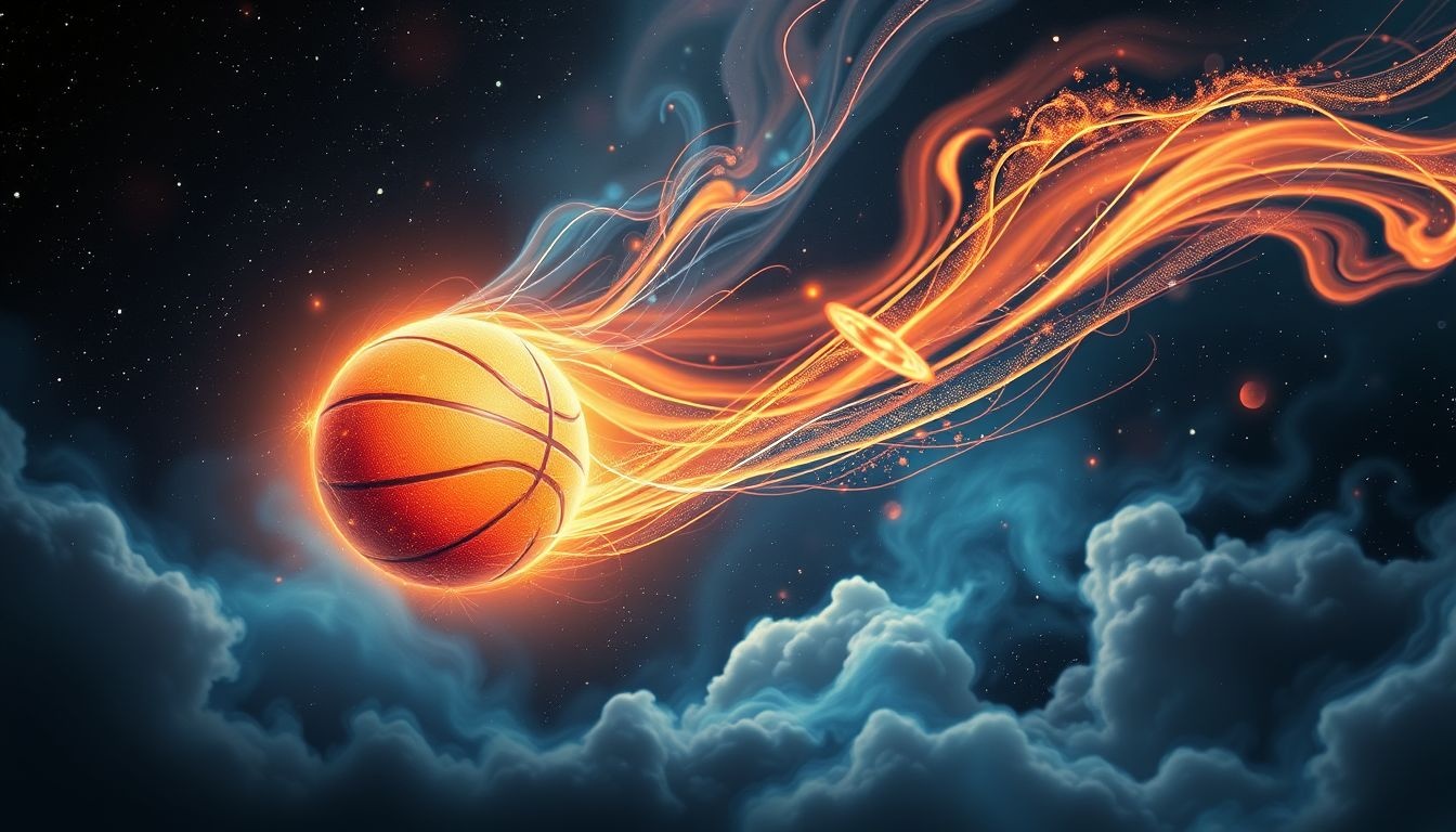 Dromen over snel bewegende basketbal symboliseren snelle levensveranderingen.
